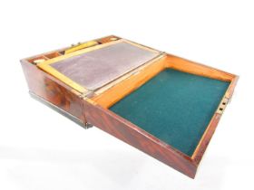 A 19th century mahogany writing box, belonging to William Coleman, dated 1850 to a leather insert to
