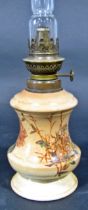 2 oil lamps, Victorian vase with coiled serpent detail, biscuit jar & terracotta pan