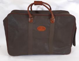 Large Mulberry Scotchgrain soft sided holdall/ roll along suitcase with leather handles, zip opening