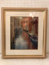 Jane Lampard (Local contemporary artist) - 'Side Canal, Dorsoduro', pastel, signed lower right,