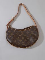 Louis Vuitton Croissant Bag 2003, in monogram canvas with zip closure and short tan leather shoulder