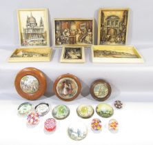 Six Ivorex Tiles illustrating various scenes of Victorian England, including St Paul’s Cathedral,