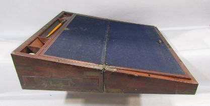 A 19th century mahogany and brass box with a writing slope interior. 50.5cm wide