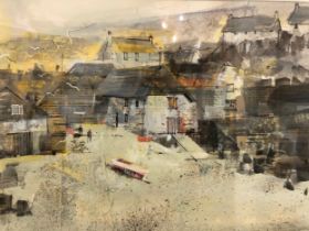 Mike Bernard R.I. (b.1957) - 'Cadgwith, Cornwall', mixed media, signed lower right, title, medium