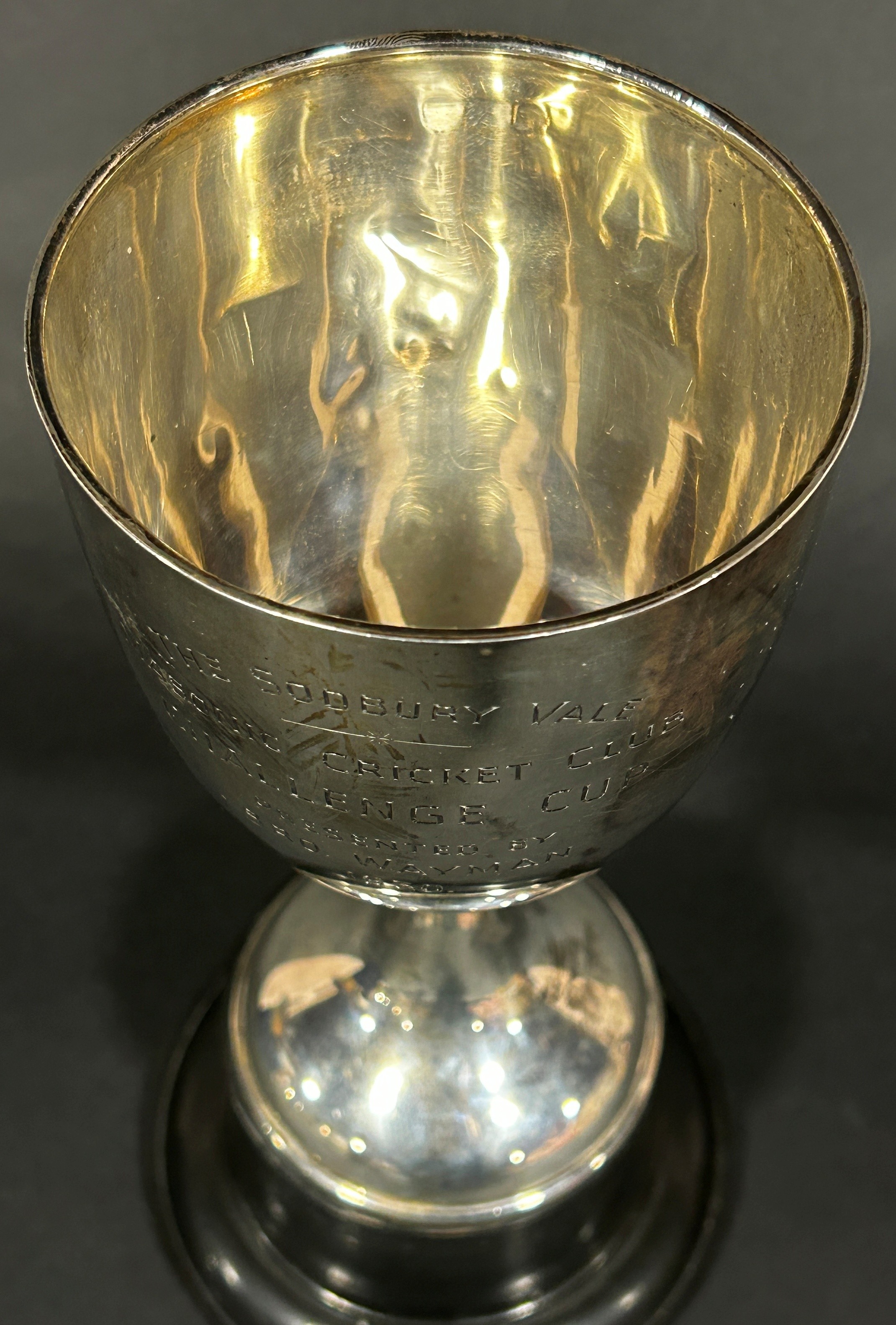 Silver Masonic Cricket Club Trophy from Sodbury Vale, Birmingham 1919, maker Joseph Gloster, raised - Image 4 of 4