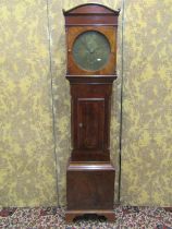 A Georgian mahogany longcase clock by George Claridge of Chepstow, circular brass dial and eight day