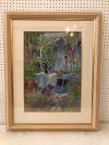 Jane Lampard (Local contemporary artist) - 'The Blue Chair', pastel, signed lower left, title