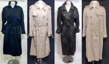 4 vintage ladies trench coats comprising 3 Burberry classic coats (2 beige and 1 black) together