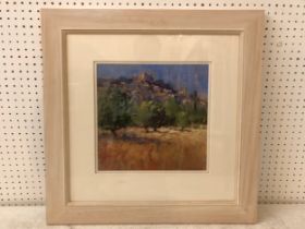 Jane Lampard (Local contemporary artist) - 'Mid Day Heat, Lacoste, Provence', pastel, signed lower