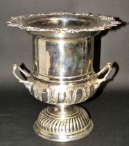 A quality selection of drinks related silver plate, including a campana shaped wine cooler, a