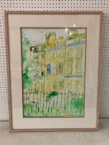 Sasha Barnes (Contemporary) - Georgian terraced houses, Bath, Watercolour and ink on paper, signed
