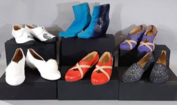 6 pairs of designer ladies shoes by Tracey Neuls, all size 41, boxed, most with faux fur inner