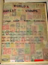 A black album containing facsimiles of the worlds rarest stamps, with descriptions