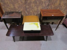 An inlaid Edwardian mahogany sewing table with cross banded detail and frieze drawer over a wool