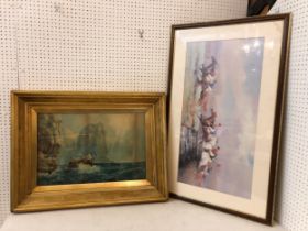 20th century painting and print, to include: Coastal cliffs, signed indistinctly C. Mallot/Muller?
