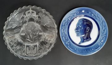 Kaiser Wilhelm II, a blue and white porcelain plate commemorating his jubilee (1888 - 1913)