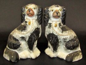 Three 19th century Staffordshire dogs with black patches