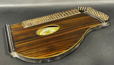 An early 20th century coromandel Bestgen Swiss made Zither, with one sting