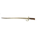 19th century French bayonet with a double fullered curved blade inscribed and dated 1871, the