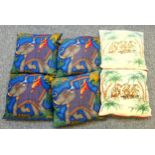 6 Thai cushions, signed "Jim Thompson", and a quantity of silk table linen, cushion covers, and