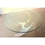 Mid-century Knut Hesterberg designed polished aluminium propellor coffee table