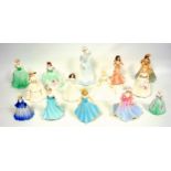 Coalport figures, ladies, various, tallest H.19cm. (14)