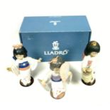 3 Lladro porcelain figures of Japanese girls in kimonos, one holding a basket, No.6231, the other