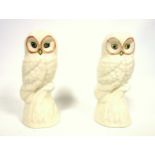 Near pair of Irish Donegal Parian China models of owls, H.19.5cm. (2)