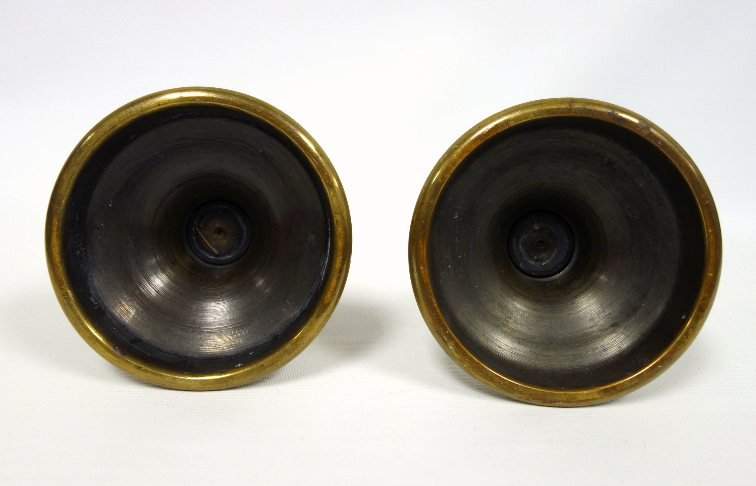 Pair of Victorian heavy brass candlesticks, unengraved and lacking nozzles, H.19.8cm. (2) - Image 4 of 5