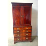 George III mahogany chest with 2 short and 3 graduated long drawers below, with 2 inlaid panelled