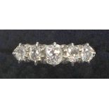 18ct gold ring set 5 diamonds, 0.75ct approx, gross 2.7grs