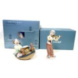 Lladro Privilege figure "Circus Wave", No.8137, depicting a clown riding on a boat, W.23cm; and "