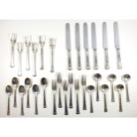 Suite of American silver "Wyndham" pattern cutlery comprising 2 sets of dessert forks, 6 sundae