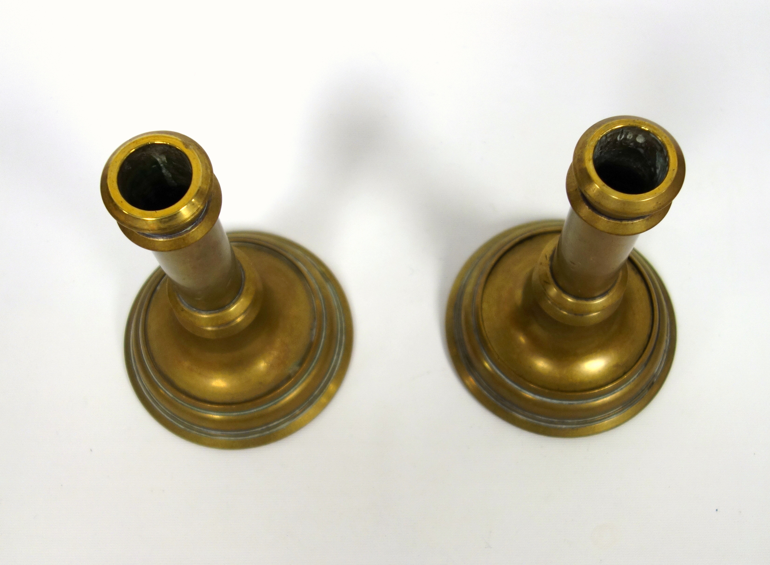 Pair of Victorian heavy brass candlesticks, unengraved and lacking nozzles, H.19.8cm. (2) - Image 5 of 5