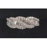 9ct gold ring set baguette and round diamonds, gross 4.8grs, cased. (2)