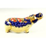 Royal Crown Derby hippopotamus, exclusive gold signature edition, signed John Abbott, No.1275/