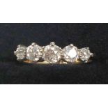 18ct gold ring set 5 diamonds, 0.3cts approx., gross 2.3grs