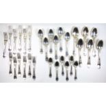 Suite of American silver cutlery, each with a floral decorated handle initialled "O", comprising 6