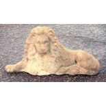 Composition flat back model of a recumbent lion, W.63cm