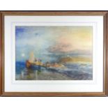 After J. M. W. Turner (1775-1851), "Folkstone from the sea", limited edition print in colours, 442/