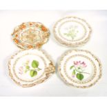 6 Copeland and Garrett bone china floral and gilt dessert plates, Dia.22.7cm; and 2 dishes, W.24.