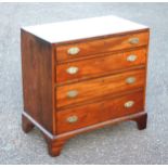 George III chest with a crossbanded mahogany top, the front with 4 graduated long drawers, flanked