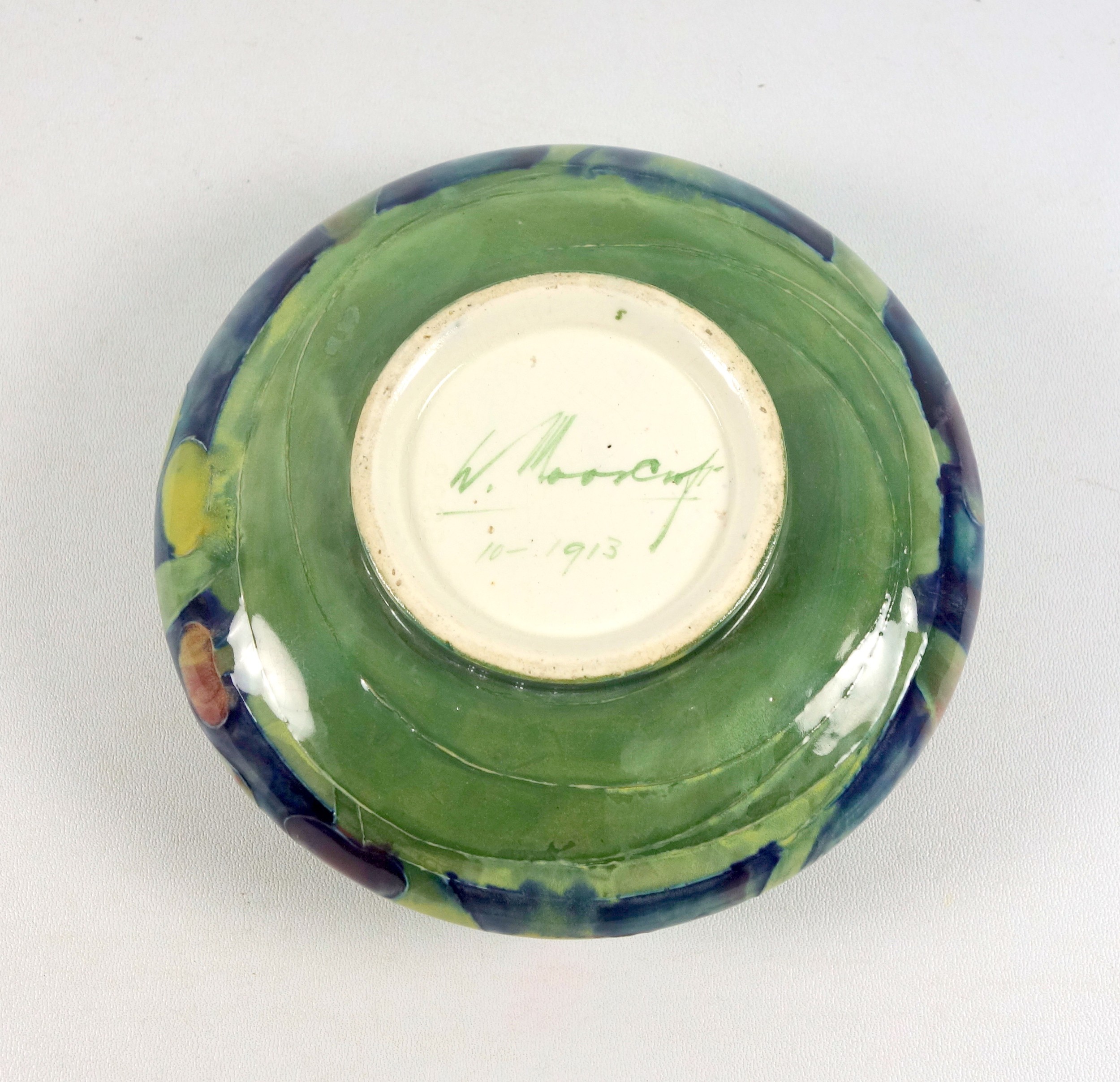 William Moorcroft "Claremont" pattern bowl, of footed squat shouldered form, decorated with - Image 6 of 6