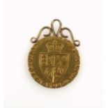 George III gold guinea pendant, 1793, with scroll mount, 8.9grs