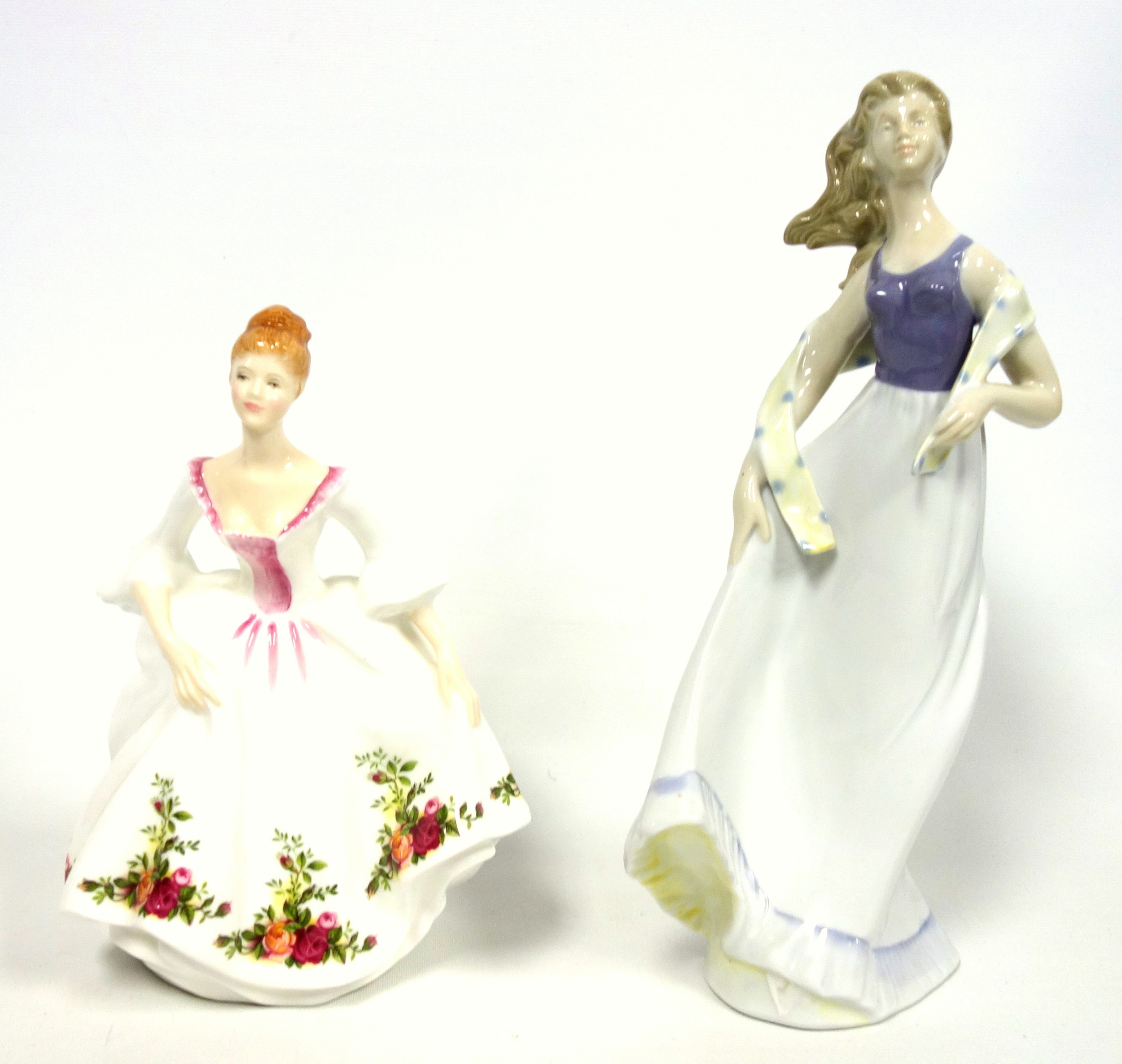 3 Worcester, 2 Royal Doulton, 1 Jema and another figure of ladies, tallest H.28.7cm. (7) - Image 4 of 5