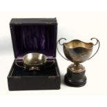 George V silver 2 handled bowl with initials "B J H", for Major Benjamin Herman, by Charles S