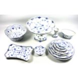 Royal Copenhagen porcelain "Blue Fluted Full Lace" pattern part dinner service, each with a