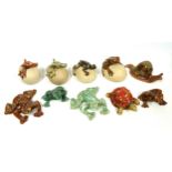 Studio pottery figures of frogs, reptiles and other creatures, various, signed "The Potting Shed" to