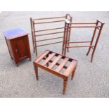 Victorian mahogany luggage stand with a slatted top, on turned tapering legs, 46 x 61.3 x 40.3cm;