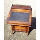 Edwardian inlaid rosewood davenport with a hinged top, sloping front, 4 drawers and 4 simulated